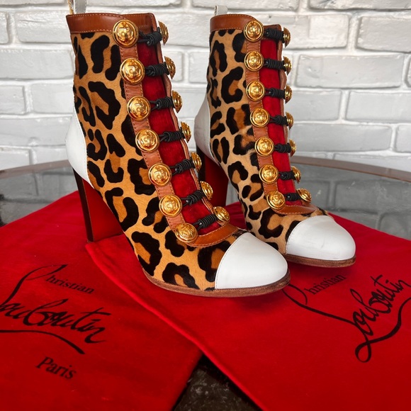 Christian Louboutin Leopard tri color booties 40.5 - Picture 4 of 12